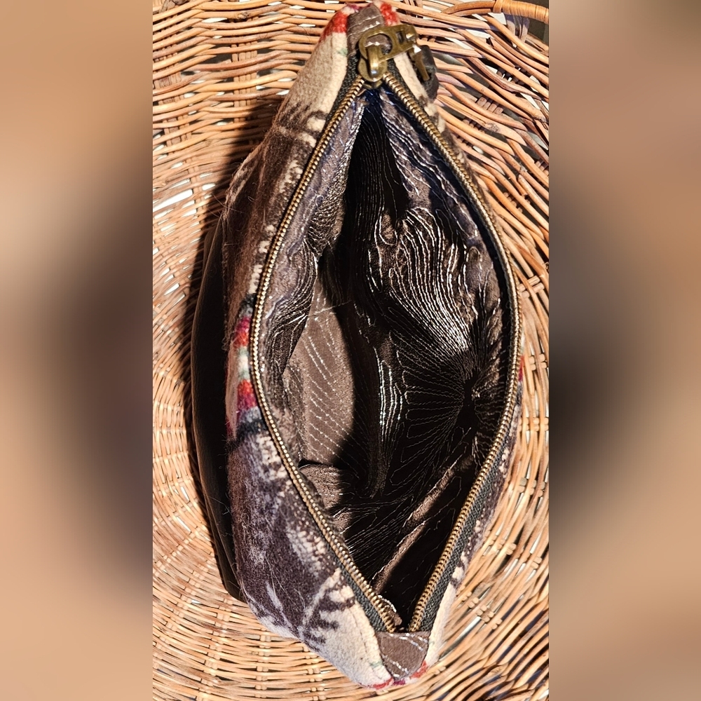 Custom Made Pendleton Wool & Leather Zipper Bag - image 3
